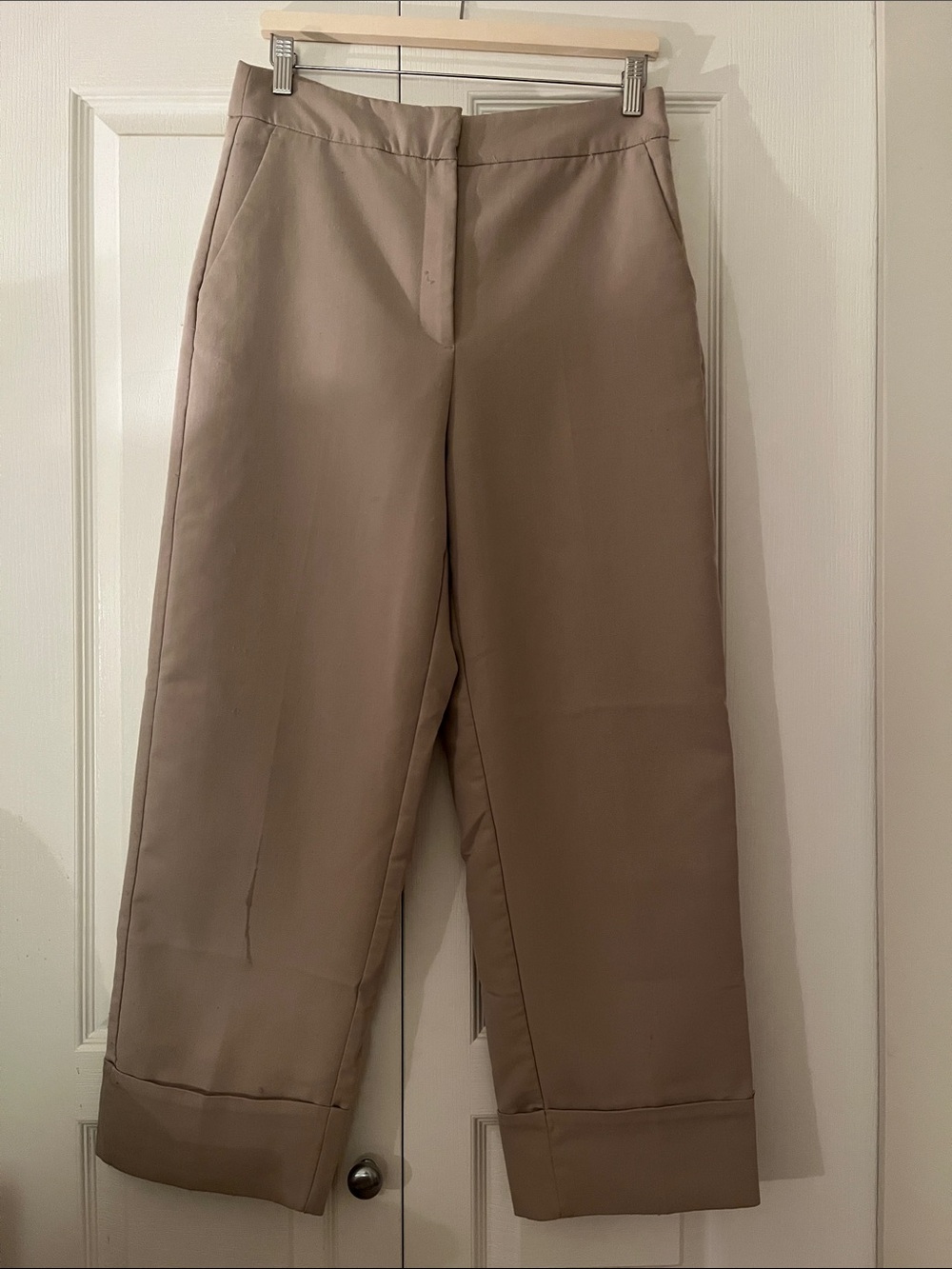Zara Neutral Beige Wide-Leg Trousers